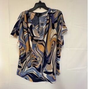 NEW ASHLEY STEWART Plisse Swirl Print Top SIZE: 30/33